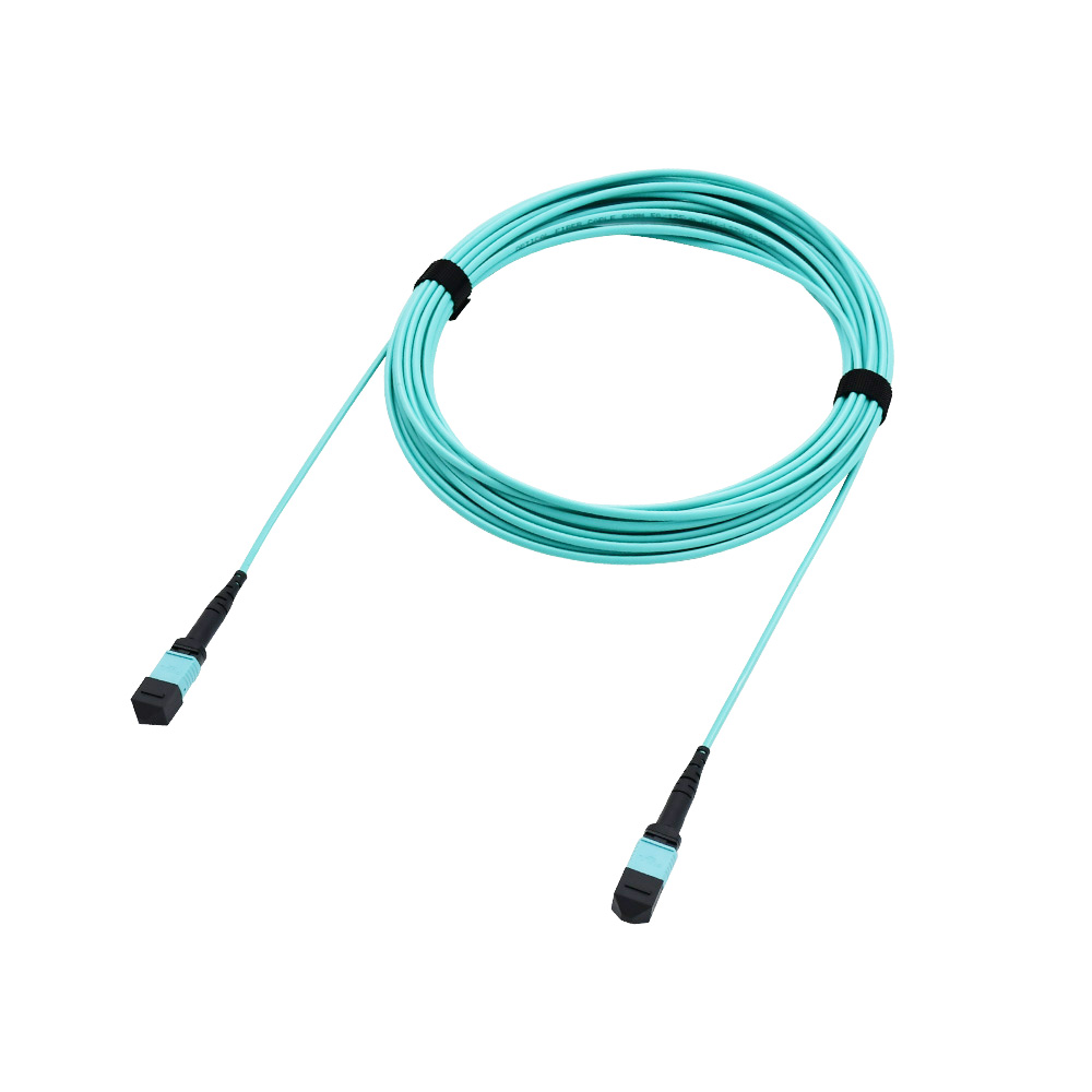Fiber Optic Patch Cable|Fiber Optic Patchcord MPO-MPO M to M 24 Cores Type B Multimode 10G OM3 Corning Low Loss 0.35dB Max 3.0mm Flame Retardant LSZH 5m (16.5ft)