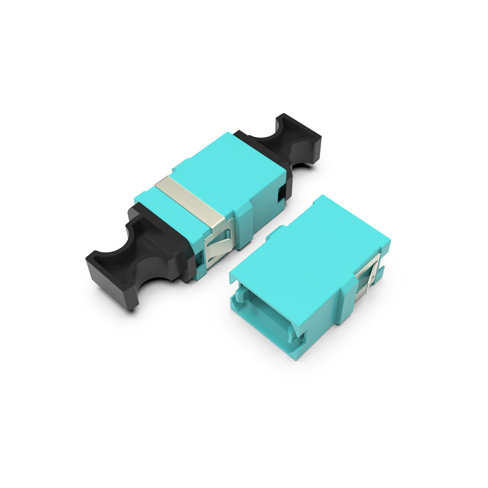 MPO OM3 Fiber Optic Adapter Flangeless Aqua 1