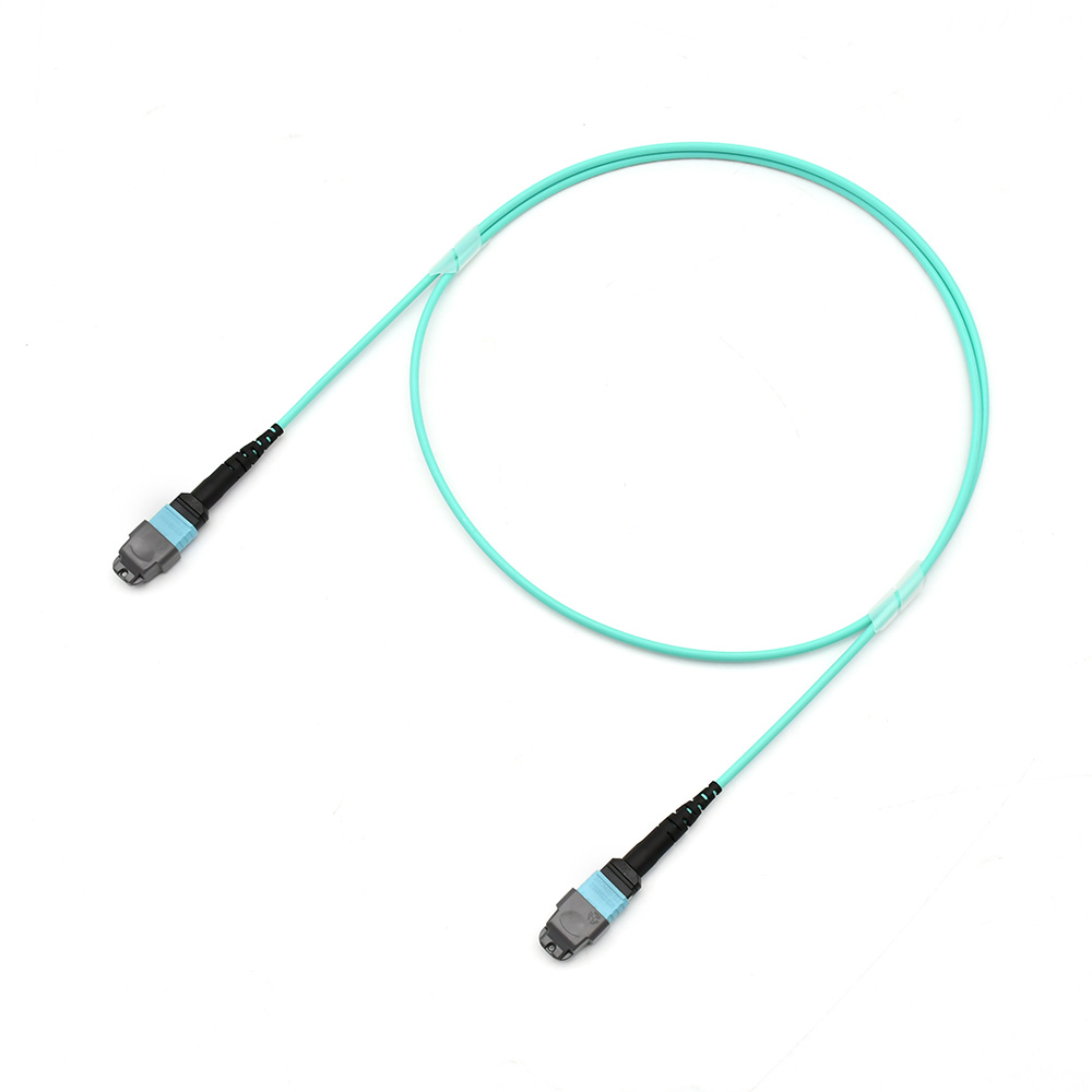 Fiber Optic Patch Cable|Fiber Optic Patchcord US Conec MTP-MTP F to F 12 Cores Type B Multimode 10G OM3 Corning Elite Low Loss 0.35dB Max 3.0mm OFNR Riser 15m (50ft)
